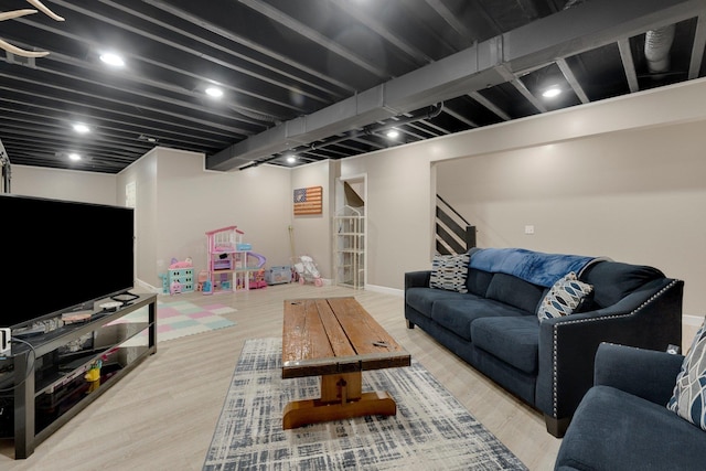 13726 Hamilton Meadows Ln, Fort Wayne, IN 46814 - living room with wood finished floors and stairs
