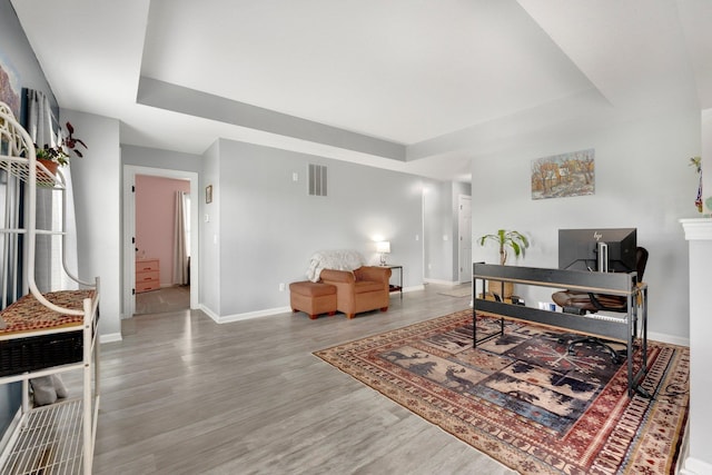 13726 Hamilton Meadows Ln, Fort Wayne, IN 46814 - office featuring a raised ceiling, wood finished floors, and baseboards