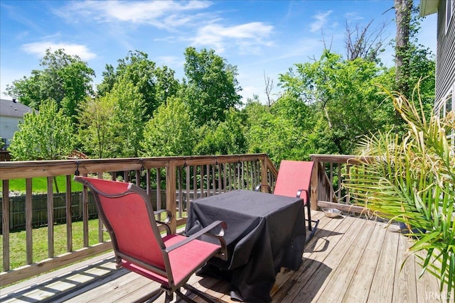 wooden deck featuring fence