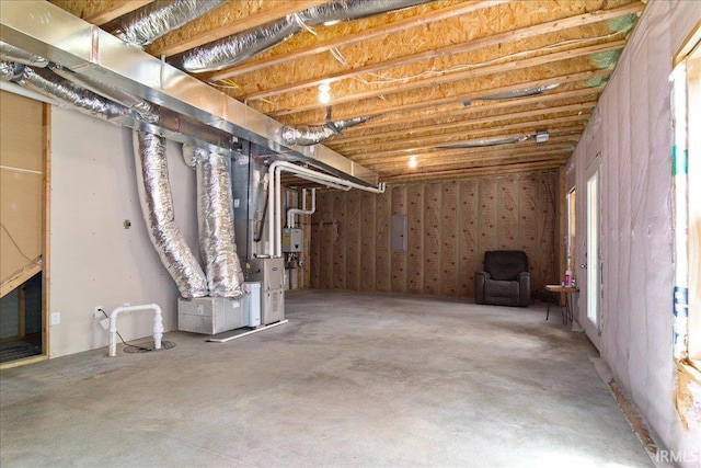 unfinished below grade area with electric panel