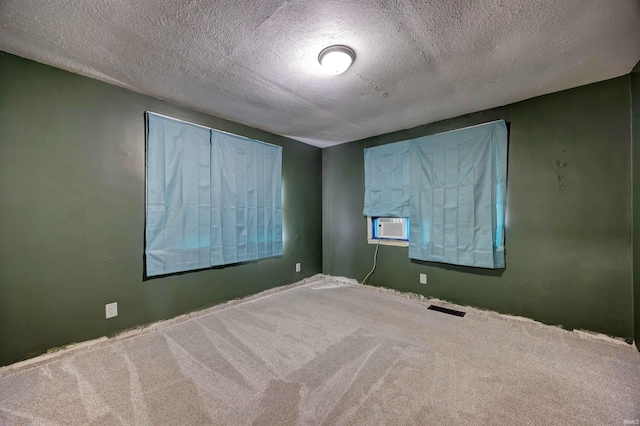 carpeted spare room with a textured ceiling