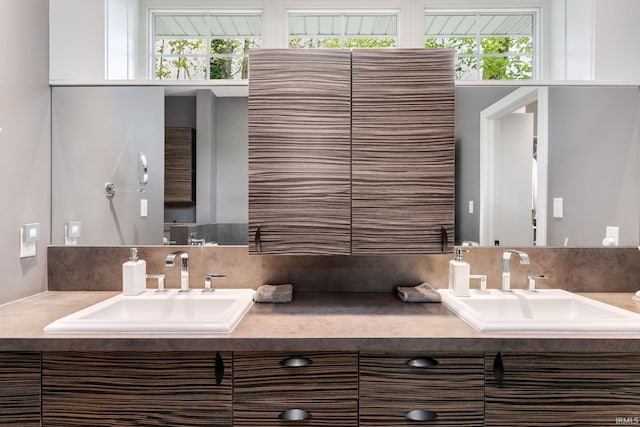 bathroom with double vanity