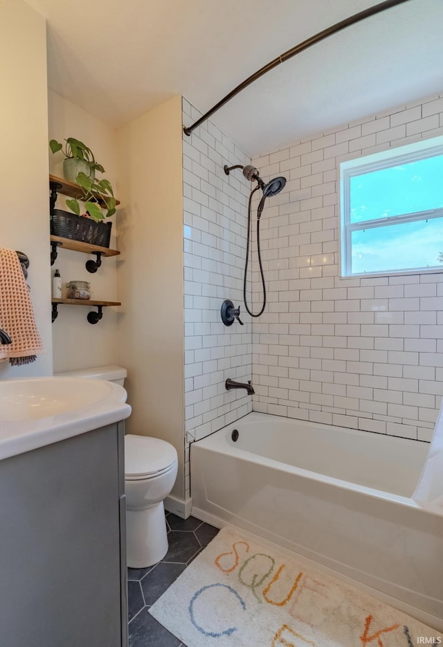 7325 E State Road 218, Lafontaine, IN 46940 - full bath featuring tile patterned floors, bathtub / shower combination, toilet, and vanity