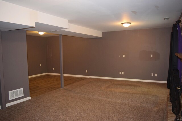 finished basement with carpet and baseboards