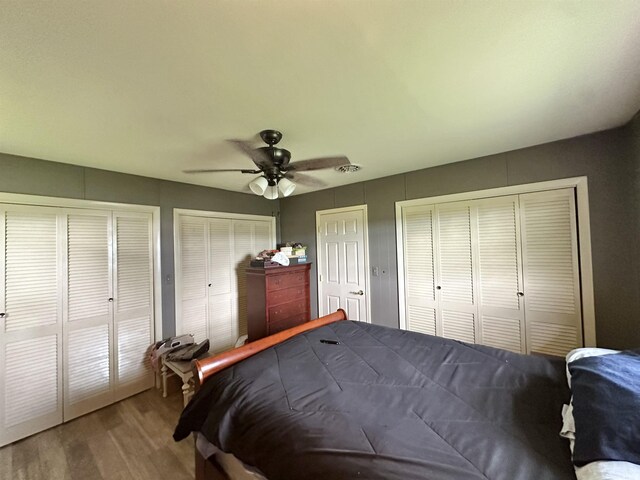 52 S 950 E, Greentown, IN 46936 - bedroom with two closets, wood finished floors, and ceiling fan