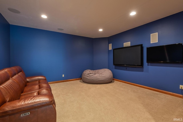 unfurnished room featuring carpet floors, recessed lighting, and baseboards