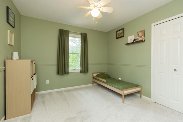 14375 Pheasant Ct, Mishawaka, IN 46545 - bedroom featuring light colored carpet, baseboards, and ceiling fan