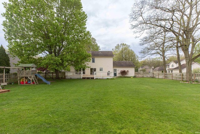 14375 Pheasant Ct, Mishawaka, IN 46545 - view of yard featuring a playground and a deck