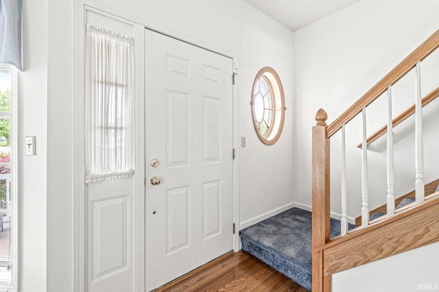 3700 Saint Andrews Pl, Elkhart, IN 46517 - entryway with wood finished floors, baseboards, and stairs