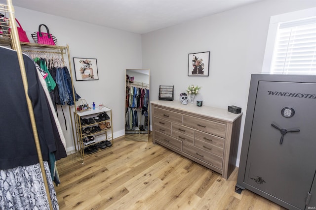 spacious closet featuring light wood finished floors