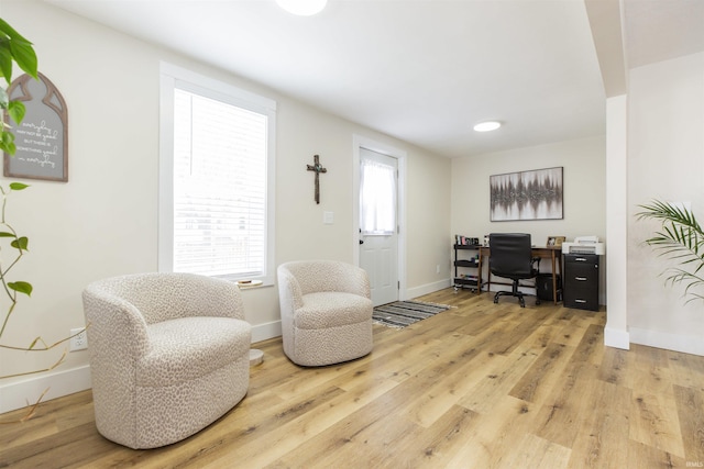 office with light wood finished floors and baseboards
