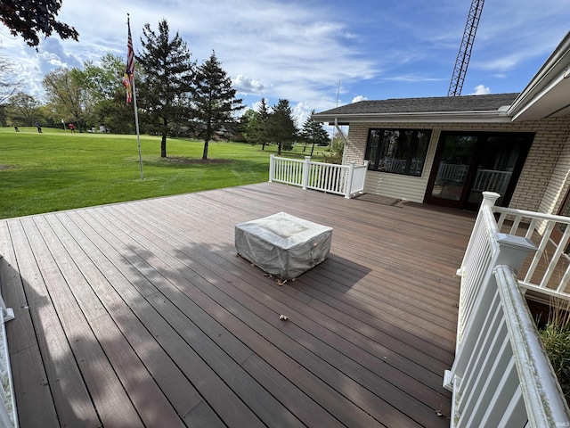 10059 Quince Rd, Plymouth, IN 46563 - wooden deck with a yard