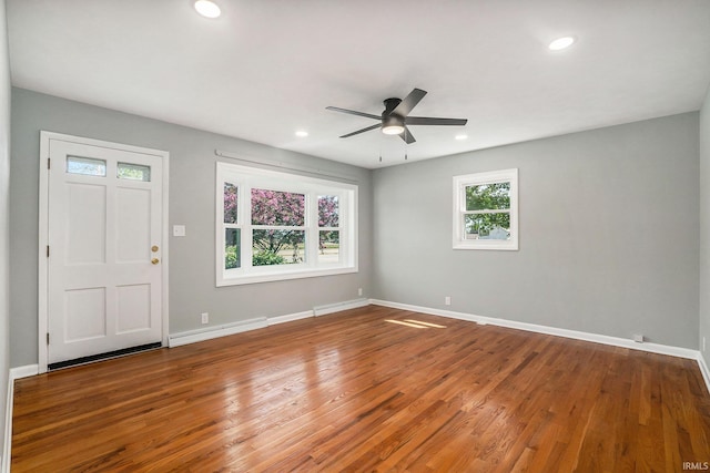 13840 Day Rd, Mishawaka, IN 46545 - entrance foyer featuring wood finished floors, baseboards, a ceiling fan, and recessed lighting