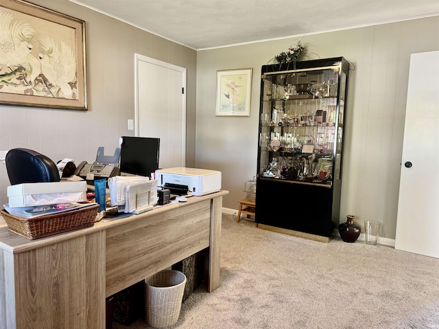 1719 Linwood Dr, Bedford, IN 47421 - home office featuring crown molding and light colored carpet