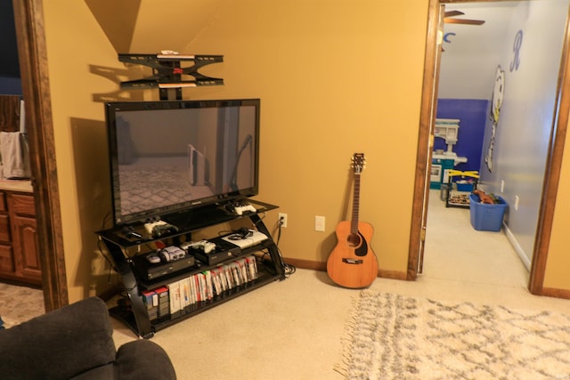 1008 E Walnut St, Petersburg, IN 47567 - misc room featuring carpet, baseboards, and a ceiling fan
