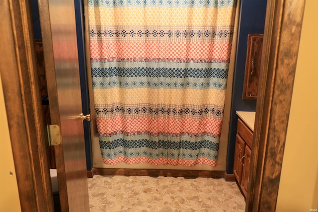 1008 E Walnut St, Petersburg, IN 47567 - full bath with a shower with shower curtain and vanity