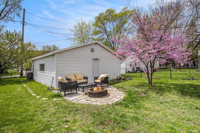 2017 Delaware St, Mishawaka, IN 46544 - view of yard with an outdoor living space with a fire pit and a patio