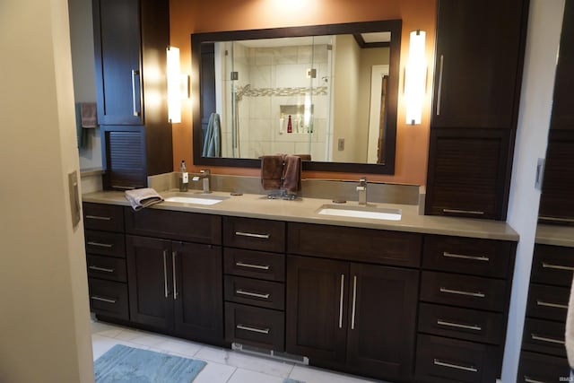 1208 Leeper Ave, South Bend, IN 46617 - full bath with a stall shower, tile patterned flooring, and double vanity