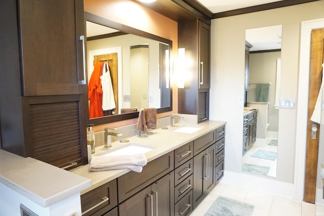 1208 Leeper Ave, South Bend, IN 46617 - bathroom with double vanity and tile patterned flooring