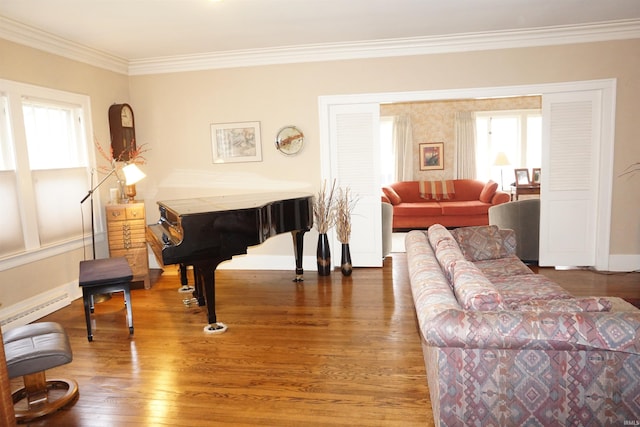 1208 Leeper Ave, South Bend, IN 46617 - living room with plenty of natural light, wood finished floors, ornamental molding, and baseboards