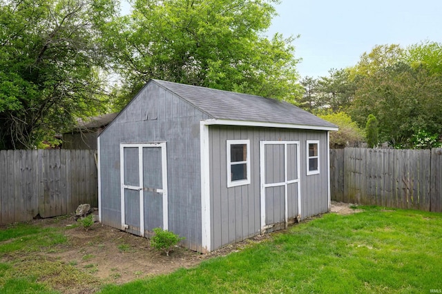 view of shed
