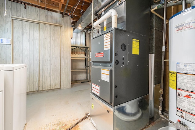 utilities featuring water heater and heating unit