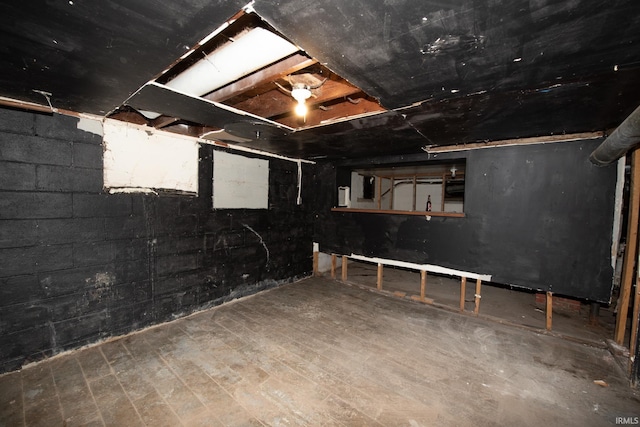 view of unfinished below grade area