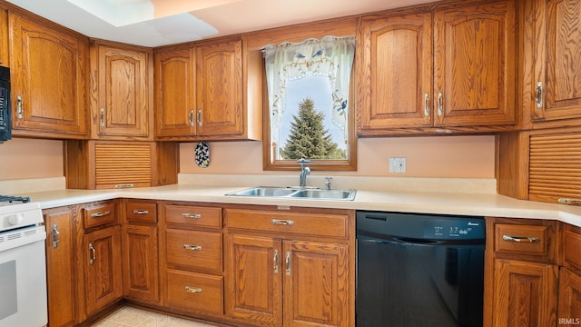 2285 S Salem Rd, Monroe, IN 46772 - kitchen with black appliances, a sink, and brown cabinetry