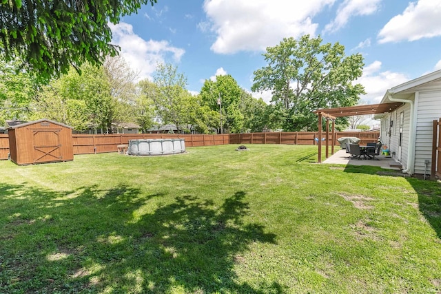 4070 W 3rd St, Bloomington, IN 47404 - view of yard featuring a storage shed and a patio