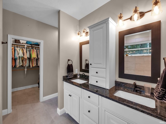 1745 Mill Pond Ln, Lafayette, IN 47905 - bathroom with double vanity, baseboards, and a walk in closet