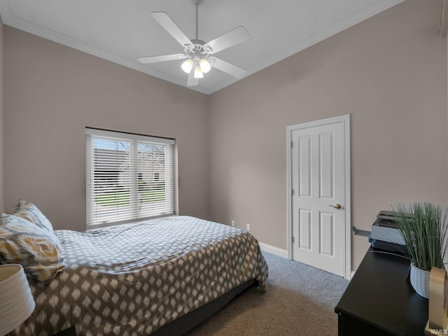 1745 Mill Pond Ln, Lafayette, IN 47905 - bedroom featuring crown molding, carpet, baseboards, and ceiling fan