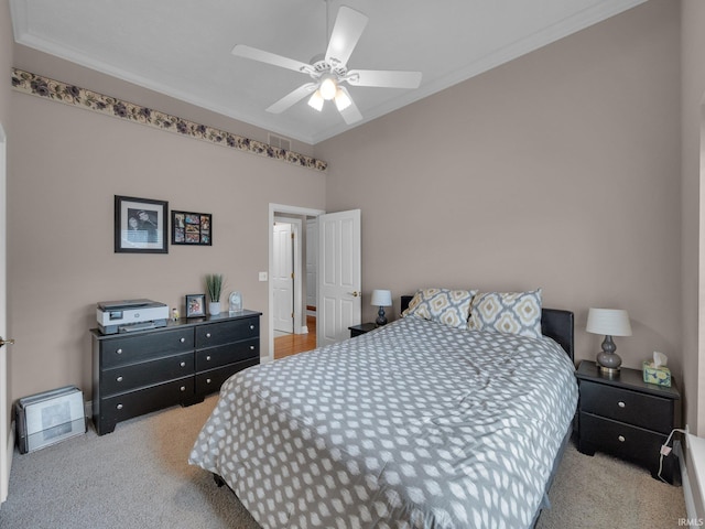 1745 Mill Pond Ln, Lafayette, IN 47905 - carpeted bedroom with ornamental molding and ceiling fan