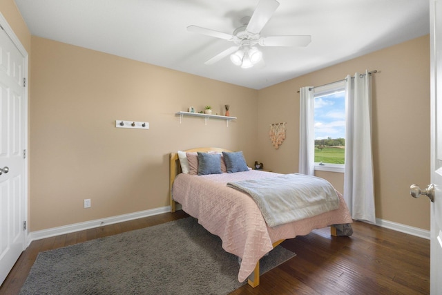 3090 Kellygreen Dr, Angola, IN 46703 - bedroom featuring wood finished floors, baseboards, and ceiling fan