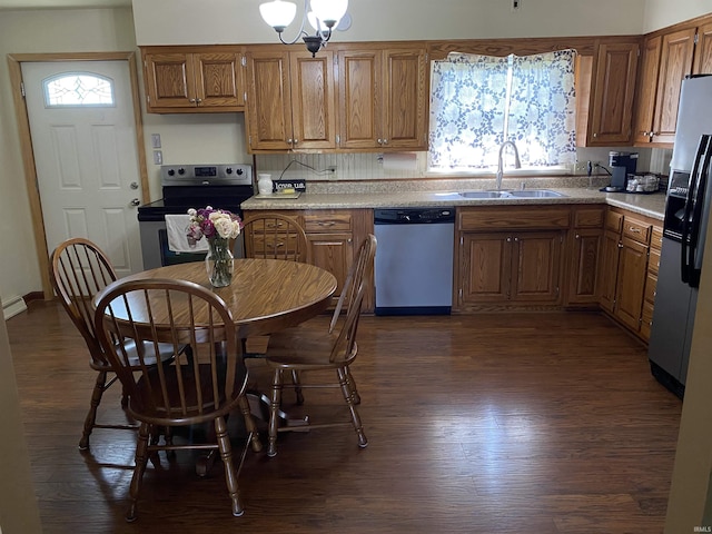 4227 S 0th Rd, Berne, IN 46711 - kitchen featuring stainless steel appliances, a sink, plenty of natural light, and dark wood-type flooring