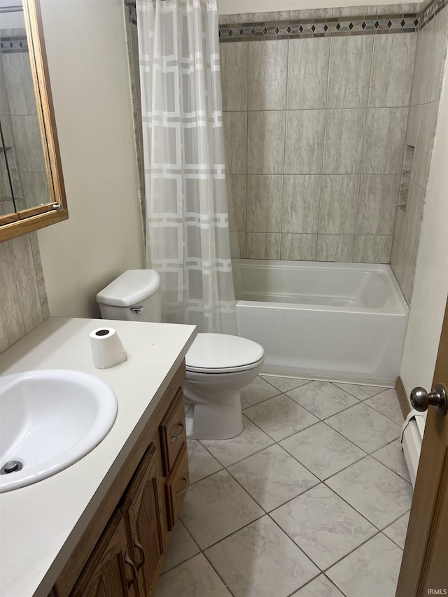 6701 Bellefield Dr, Fort Wayne, IN 46835 - full bathroom with toilet, shower / bathtub combination with curtain, vanity, and tile patterned flooring
