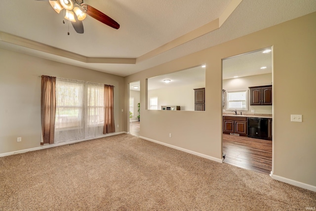1592 Breckenridge Pass, Fort Wayne, IN 46845 - carpeted spare room with ceiling fan, a sink, baseboards, and a raised ceiling