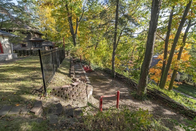 view of yard with fence