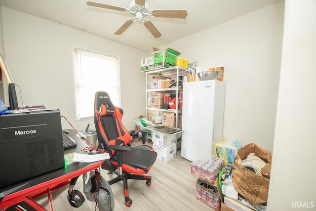 1831/1833 S Maxwell St, Bloomington, IN 47401 - office area featuring wood finished floors and a ceiling fan