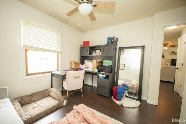 1831/1833 S Maxwell St, Bloomington, IN 47401 - office area with ceiling fan and dark wood-type flooring