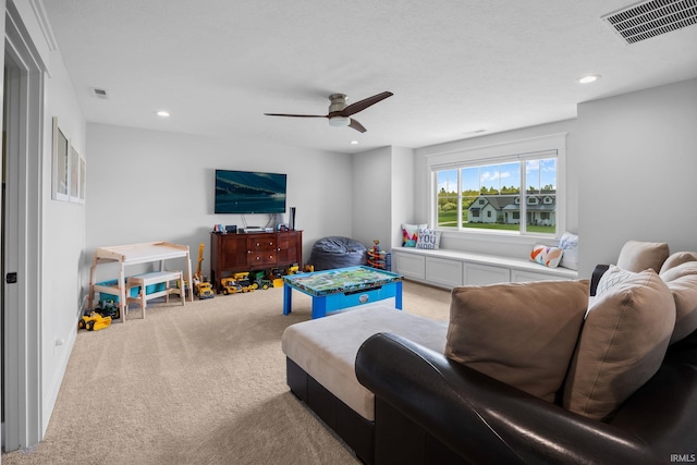 8086 Shepardson Creek Dr, Lafayette, IN 47905 - carpeted living room featuring ceiling fan and recessed lighting