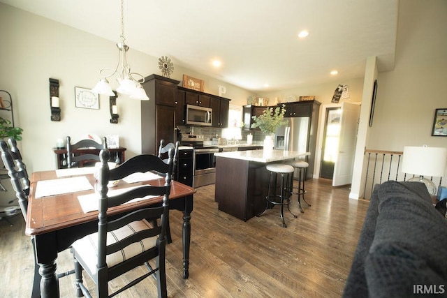 3417 S Tulip Ave, Bloomington, IN 47403 - dining area with dark wood-style flooring and recessed lighting