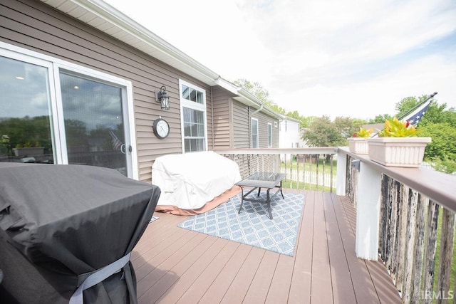 3417 S Tulip Ave, Bloomington, IN 47403 - wooden terrace featuring a grill