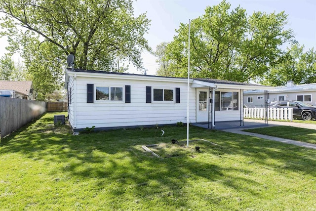 ranch-style home with a patio area