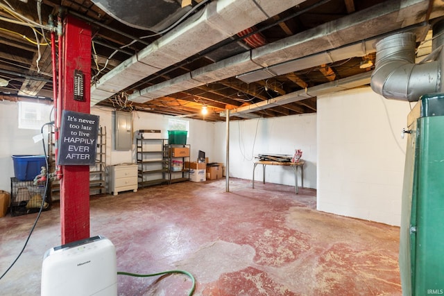 basement with electric panel