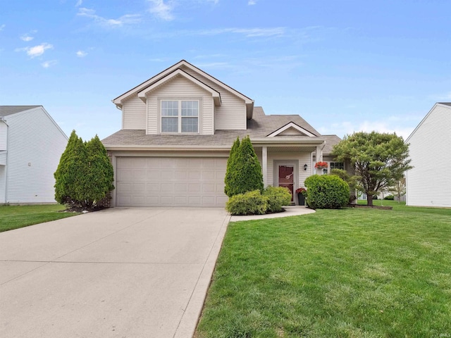 11515 Ballycastle Pl, Fort Wayne, IN 46818 - view of front of home featuring concrete driveway, a garage, a front lawn, and a shingled roof