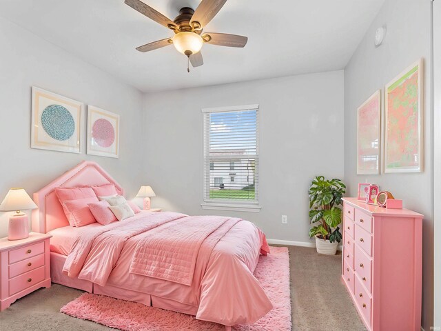 11515 Ballycastle Pl, Fort Wayne, IN 46818 - bedroom featuring light colored carpet, ceiling fan, and baseboards