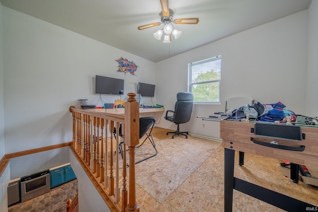 521 S Riverside Dr, Winamac, IN 46996 - office featuring a ceiling fan and baseboards