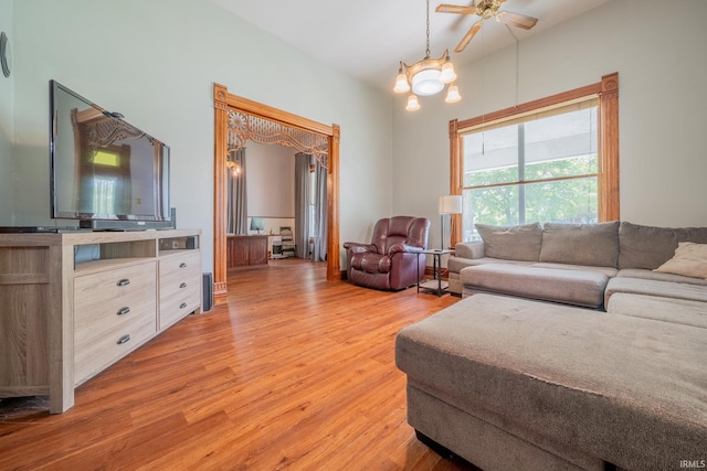 521 S Riverside Dr, Winamac, IN 46996 - living room with light wood finished floors and ceiling fan