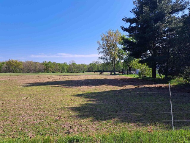 view of grassy yard with a rural view