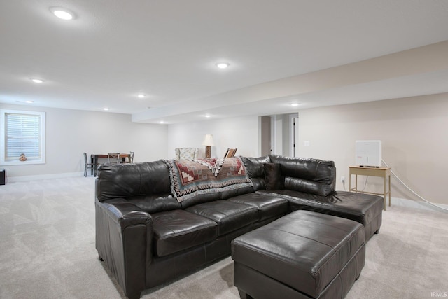 104 Lavender Ct, New Carlisle, IN 46552 - living room featuring light colored carpet, recessed lighting, and baseboards